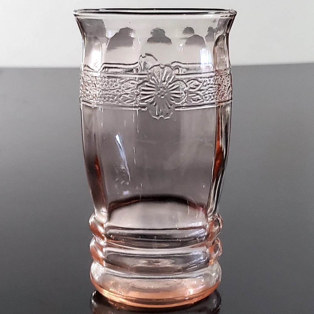 (1pc) 1930s Dogwood Pink 8oz Molded Band Tumbler by Macbeth-Evans
